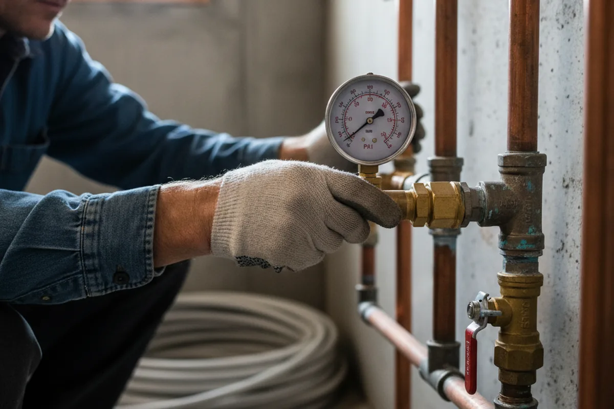 Pressure testing a repaired line during Water Line Repair in East Brady