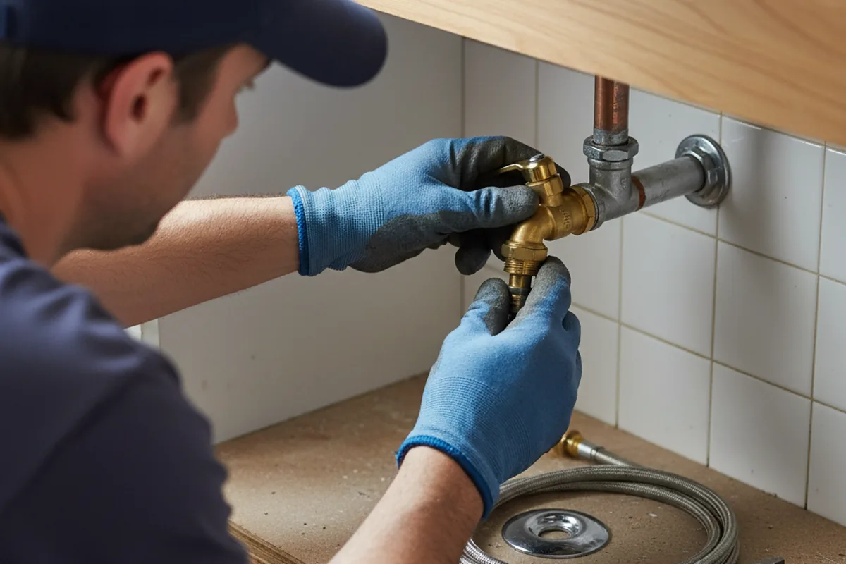 Shutoff valve and fitting work during Burst Pipe Repair in East Brady